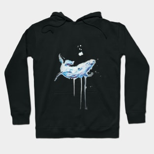 watercolor humpback whale drawing Hoodie